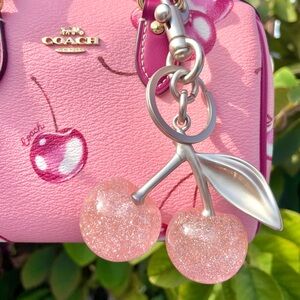New Pink Glitter Cherry Charm for Purse/ Bag/ Keychain